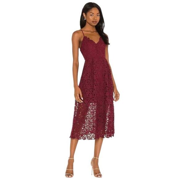 ASTR The Label Lace A-Line Midi Romantic Feminine Party Dress Red Size Medium - Picture 1 of 8